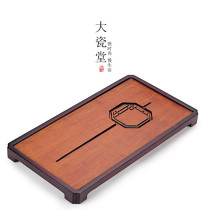 Big porcelain hall heavy bamboo whole solid wood tea tray kung fu tea set home simple drainage tea table small tea tray
