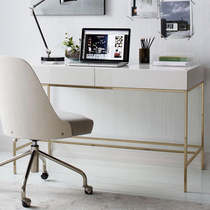 Desk Simple modern Golden stand painted white study writing desk bedroom desk bedroom desk Nordic