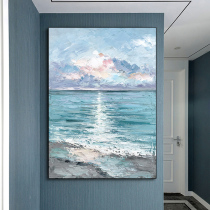 Nordic Modern Minimalist Light Extravaganza Restaurant Hanging Paintings Sea Melody Hand-painted Oil Painting Sea Landscape Decoration Painting