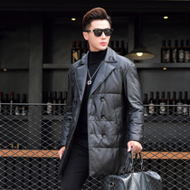 New dermal feather jacket thickened medium and long suit sheep leather clothes warm casual jacket coat