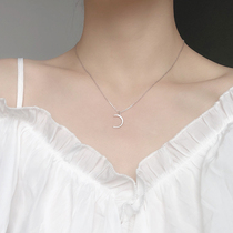 s925 sterling silver moon necklace female tide Korean chain short Net Red simple temperament cold wind niche design collarbone
