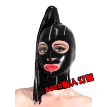coco latex coat Latex Headgear Mask Performance Table Tour Headgear Latex Braid Cylinder Change Body Hair Stirrup Wig