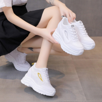 2022 spring and summer new height-increasing womens shoes all-match casual sports shoes mesh surface breathable thick-soled white daddy shoes