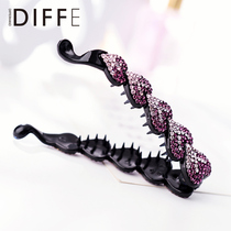 Korean medium simple banana clip vertical clip Ponytail hair clip Non-slip water drill bit decoration female hair card twist clip hair jewelry