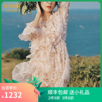 Sexy swimsuit female skirt split three-piece long-sleeved dress Super Fairy Korean hot spring vacation belly cover swimsuit