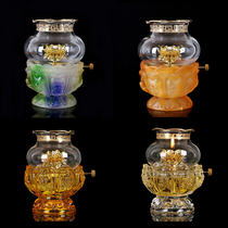 Yuantong Buddha supplies Oil lamp Buddha lamp for lamp Glass glass liquid ghee Eight auspicious lotus lantern