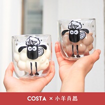 costa Shaun the Sheep cup Double glass water cup female gift cute girl high milk breakfast coffee cup