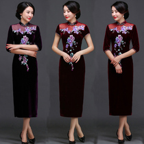 (Cheongsam off the code clearance)Elegant slim temperament mom dress wedding banquet vintage dress