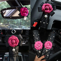 Car supplies Camellia kit Diamond-encrusted Seat belt Shoulder cover Gear Hand brake Inner set Rearview mirror decoration