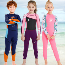 Thickened one-piece childrens swimsuit Girls long-sleeved cold-proof warm winter swimwear Mens and womens childrens wetsuits