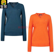 South Korean J LINDEBER golf suit womens 21 fall golf pure color V collar slim sweater