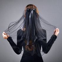 Retro Gothic black bow tie-head yarn Halloween cos Write a real photo bride Jane Joseon head ornament