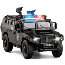  Large metal 1 32 anti-riot car Tiger armored car Sound and light SWAT alloy police car boy car model toy