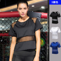 Sports blouse womens mesh fitness top loose hollow sports underwear outer blouse sexy short t-shirt