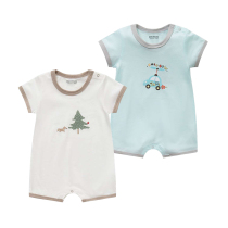 Export single newborn boy child summer thin cotton short-sleeved flat corner ha clothes shirt clothes crawl clothes 1-3 years old