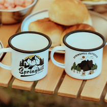 gooutspringhill Outdoor Enamel Cup Nordic English Mark Cup Tea Cup Picnic Camping Coffee Cup