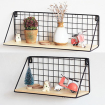 Ins wall cosmetics shelf kitchen storage shelf iron dormitory partition living room shelf Japanese style
