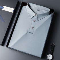 Ice silk short sleeve T-shirt mens summer ultra-thin mesh breathable polo shirt casual sports dad summer clothes mens T