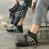 Fashion rain shoes men 2020 new spring and autumn water shoes men rain boots short tube rubber shoes waterproof light outdoor car wash overshoes