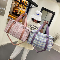 Travel Bag Carry-on Single Shoulder Large Capacity Waterproof Wear Resistant Plaid Cashier Bag Sports Fitness Swimming Yoga Luggage Bag