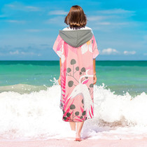 Quick-drying bathrobe swimming towel cloak change cloak can wear bath towel female suction Towel Hot Spring diving beach towel