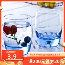 Libi glass water glass transparent heat resistant Nordic blue tea cup net red sand ice beer cup juice drink dessert cup