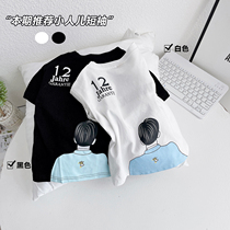 Children Summer short sleeve T-shirt 2021 new middle and child round collar cartoon print Leisure 100 lap half sleeve