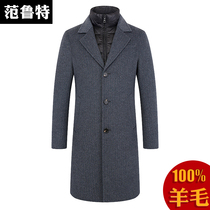 Two-sided big coat without cashmere thickened wool coat of woolen coat mens coat mens detached Machia long style windsuit