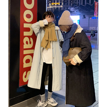EKOOL custom flanging lamb hair collar long cotton clothing womens Korean version of the new winter warm thickened cotton coat jacket