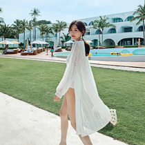 Aimuhu Korea summer 2021 new white single blouse long cardigan long sleeve sunscreen thin