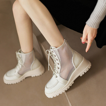 Martin Boots Woman Summer Thin 2022 New net boots hollowed-out boots slopes heel heightening cool boots Thick Bottom Short Boots