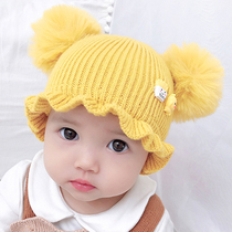 Baby hat Winter Ruffle pullover hat 3-6-12 months female baby hat Wool hat Childrens hat Autumn and winter