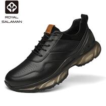 Salaman spring casual shoes imported calfskin mens sports walking shoes popcorn shock absorption non-slip 96985