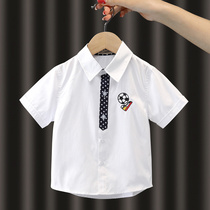 Child Short Sleeve Shirt Summer Style 2022 New CUHK Boy Boy Pure Cotton White Shirt Boy Clothing Girl Shirt Blouse