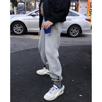 CCJE spring and autumn thin section drawstring sports pants tide ins mens gray overalls loose nine-point casual pants men