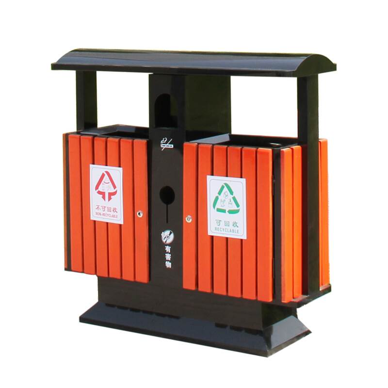 XINFEIYA steel wood outdoor trash can Galvanized sheet material large outdoor classification sanitation garbage