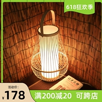 Zen Zeni Bamboo table lamps handmade day style beds headlights Tea room Book room tatami floor lamp New Chinese hand lamp