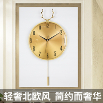 Living room clock mute Nordic modern fashion simple wall clock home creative trend alloy deer head Net red wall clock