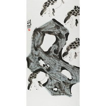 (leakage at the end of the year) Zhang Runjie Fish Stone Chart written with water and ink flower and bird painting