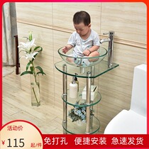 Drill-free wall glass wash basin upper basin bathroom tempered glass washbasin small apartment type floor washing table