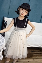 Korea Baoer 2021 Xia Xin Korean version girls middle and large children fake 2-piece vest suspender princess dress 1122826