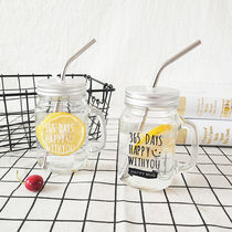 Buy one get one free couple water Cup Korean trend female student straw glass juice drink Rooster Cup pair