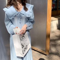 Ruffled doll collar strap little fairy cake skirt loose dress design long 2021 spring and autumn Joker