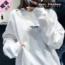 Spot South Korea NERDY back photo printed sweater female round neck long sleeve couple 21 spring without Velvet