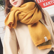 Scarf female winter Korean version of Joker student shawl autumn and winter dual-purpose knitted wool long thickened girl collar cover