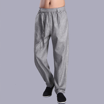 New Tang suit mens cotton linen pants casual trousers Tang suit mens trousers cotton linen mens trousers 132 Gray