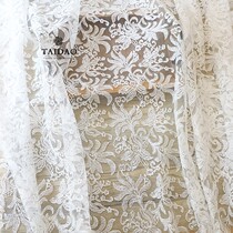 Taiwan clothing design diy embroidery soft lace m128 wedding dress dress dress cloth ivory white fabric
