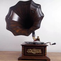 A fine new horn phonograph 78 turned hand on a choke with powerful sound quality and rare swing parts
