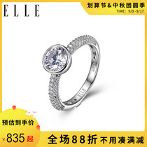 ELLE New s925 silver mo sang shi zuan jie zhi Platinum Plated about 1 karat simple nv jie proposed engagement gifts
