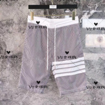 Thom Browne 2020 spring and summer TB casual four-bar mesh elastic lace-up shorts five-point pants